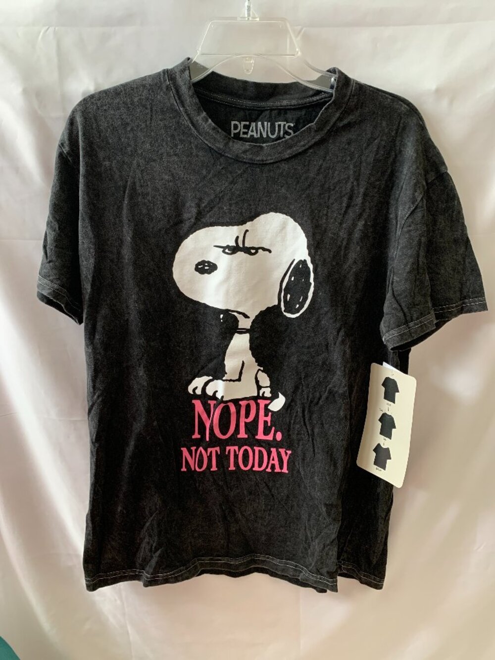 PEANUTS Snoopy Nope Not Today Short Sleeve Tee in Faded Charcoal Sz MEDIUM